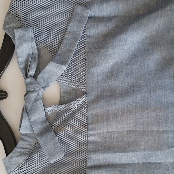 Soft Lightweight Denim Summer Embroidered Top  TEE LASERCUT - Picture 7 of 9